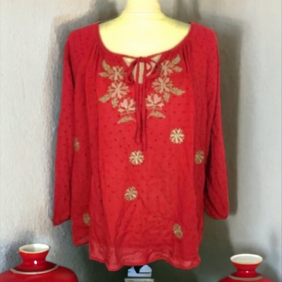 Skies Are Blue Tops - ANTHROPOLOGIE SKIES ARE BLUE PEASANT TOP SIZE SMALL
